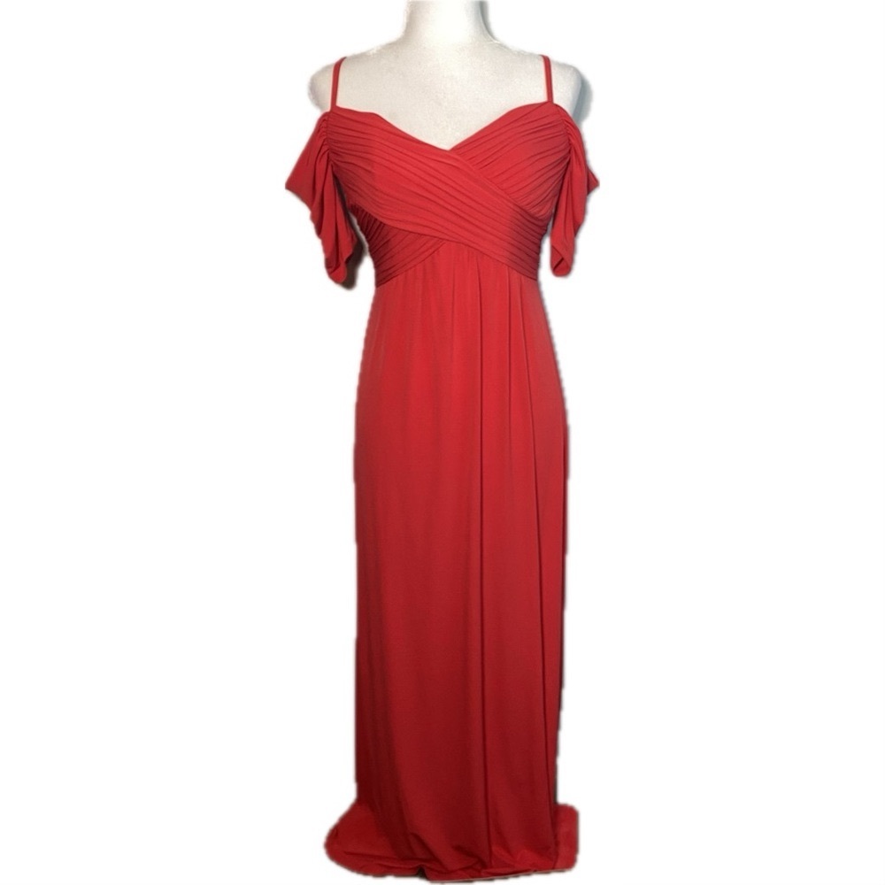 Laundry By Shelli Segal Red Flutter Sleeve Gown Size 2